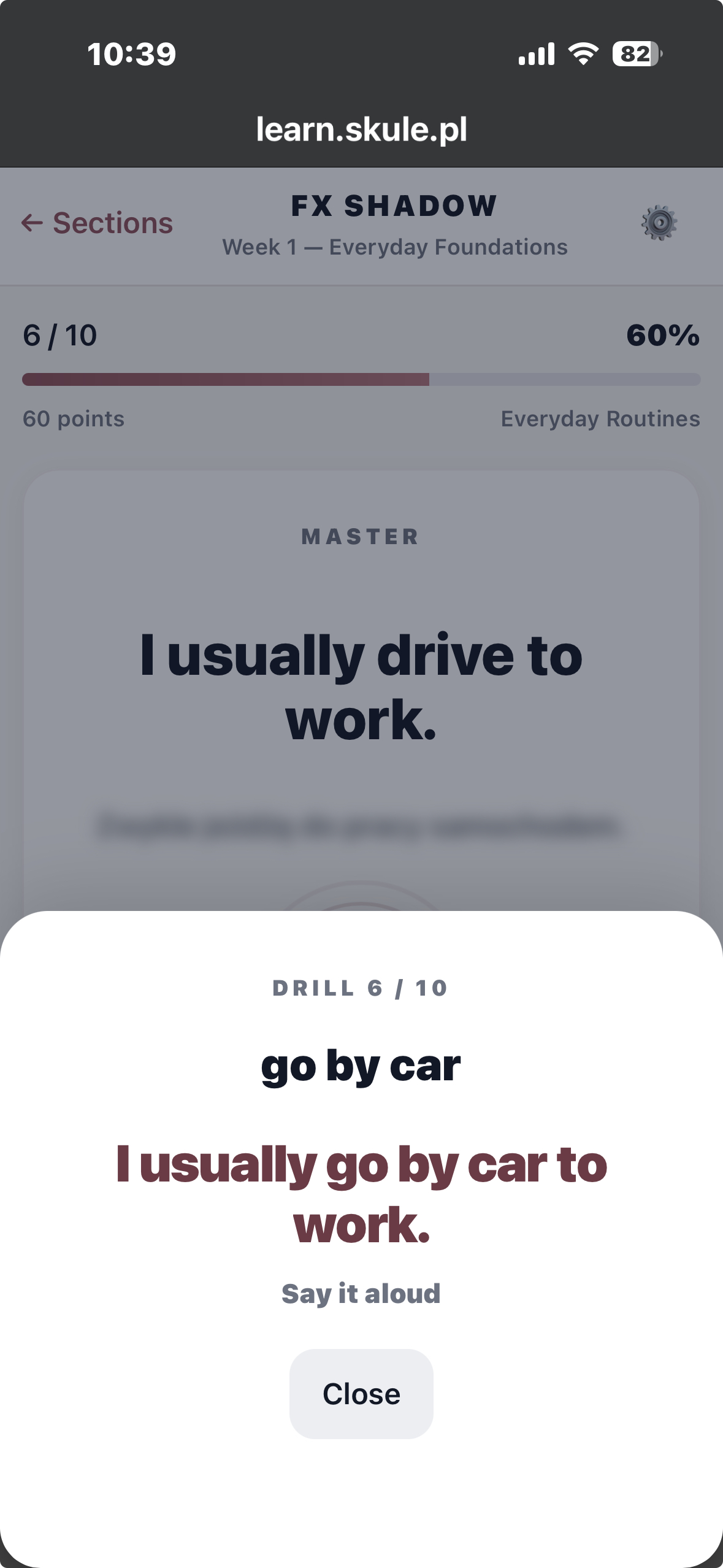 FX Shadow Car Mode — aktywny drill w aplikacji